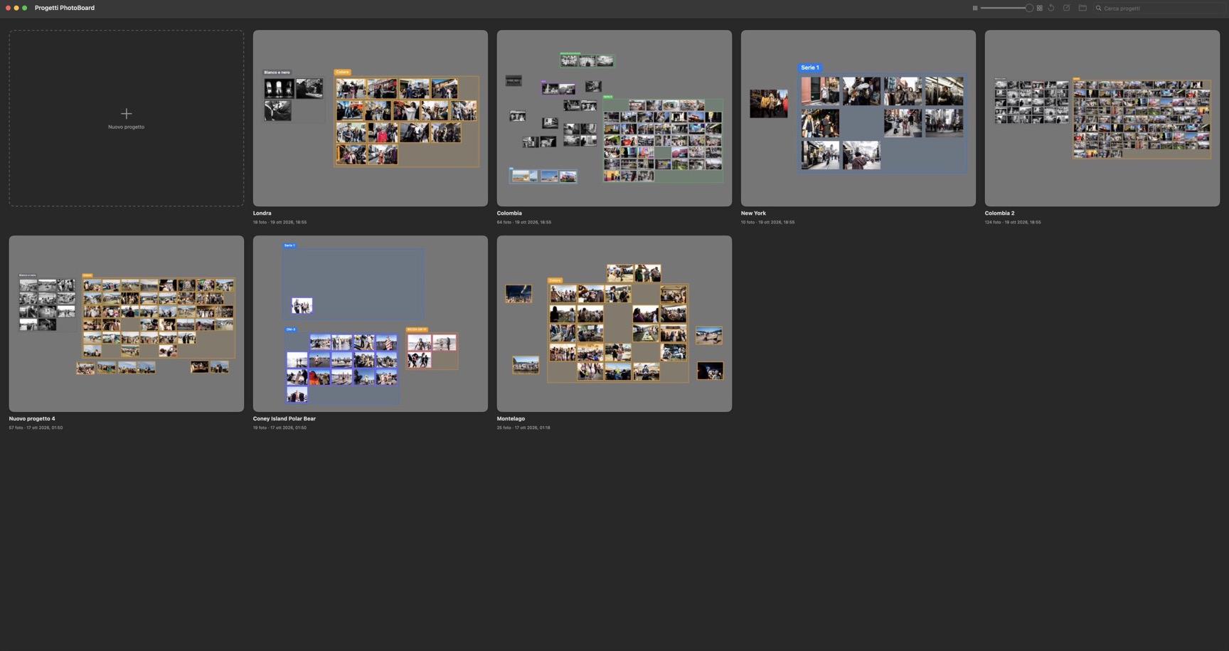 La galleria dei progetti di PhotoBoard